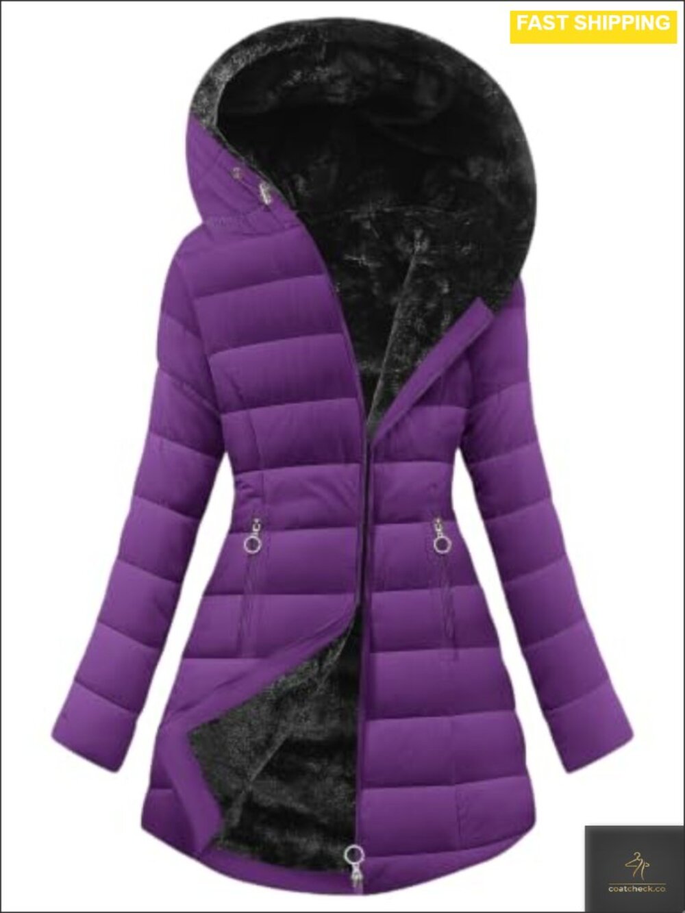 Women's Winter Puffer Coat Warm Fleece Lined Down Jacket Hooded Zip